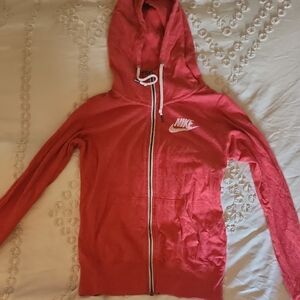 Womens Vintage Nike Red Zip-Up Hoodie